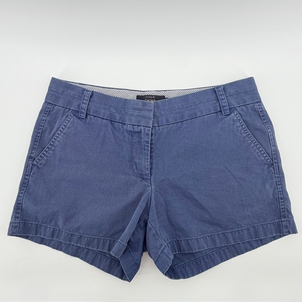J.Crew Chino Shorts Womens 4 Navy Blue‎ Cotton Twill Mid Rise Preppy Summer